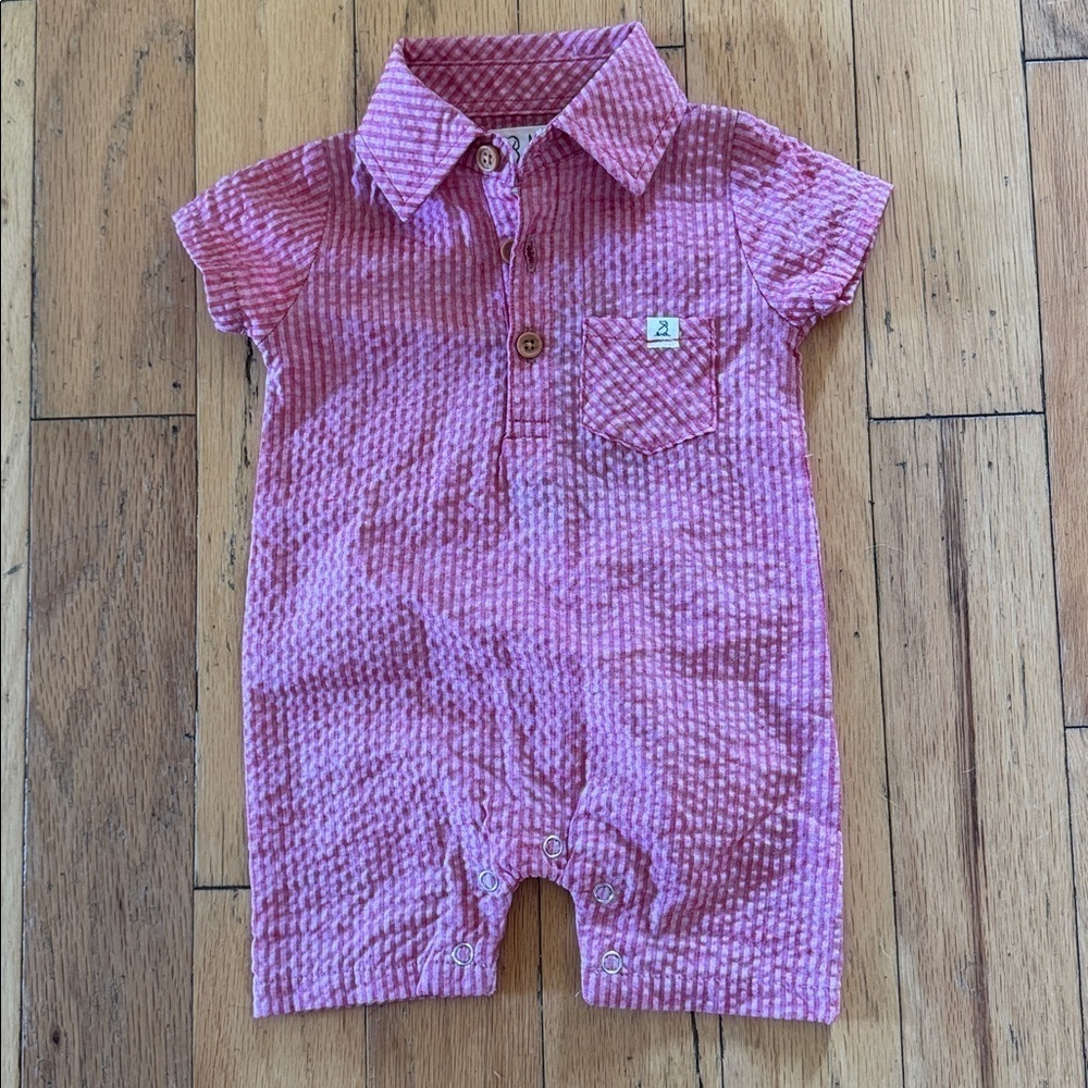NEW ME & HENRY | seersucker romper in red | size 0-3 Months
